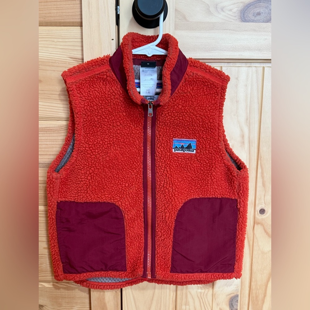 Patagonia Kids' Retro-X Vest Colorblock Orange/ Red Boy or Girl Size 8